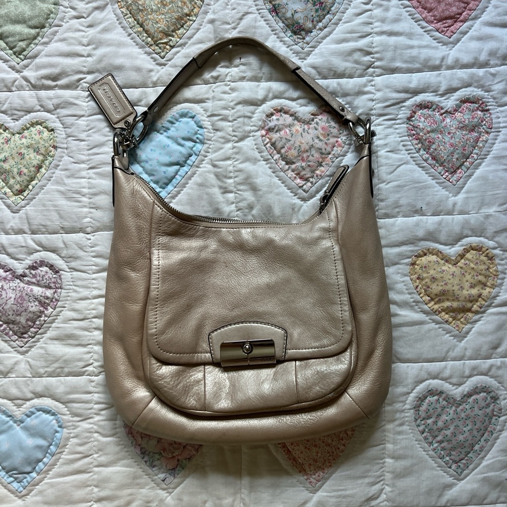 Coach Kristin luminescent champagne shoulder purse bag L1260-F22306 boho fall